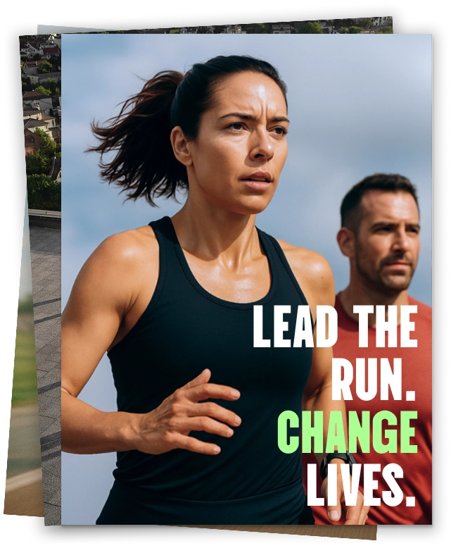 a woman and man running together